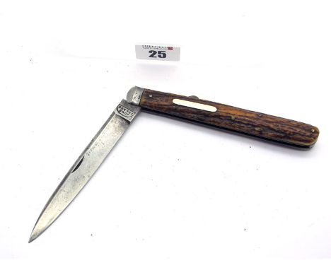 Lock Knife, John Pearce, stag scales, steel bolsters, brass linings, 13cm.