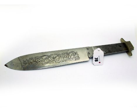 Jonathan Crookes Unfinished Bowie Knife Project, 38cm overall with etched motif on blade, with brass tang. These items are li