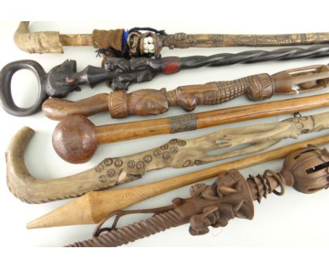 SOUTH AFRICAN PRESTIGE STAFFS OR CANES & TWO CLUBS (7)The Late Neville Kingston Collection of Tribal ArtRogers Jones are deli