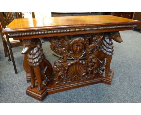 MODERN RENAISSANCE-STYLE CARVED CONSOLE TABLE, 112cms wide