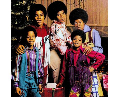 Jackson Five multisigned 14x11 colour photo signatures include Tito Jackson , Randy Jackson , Jermaine Jackson and Marlon Jac