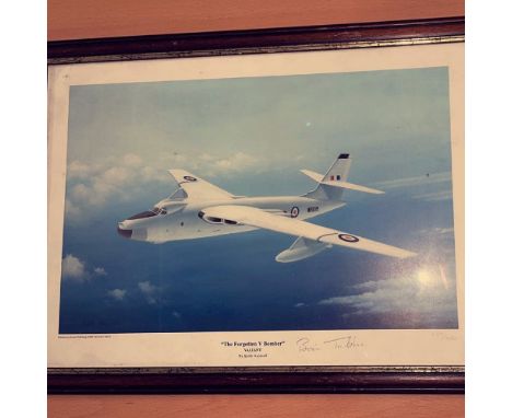Brian Trubshaw signed 18x13 mounted and framed colour print titled The Forgotten V Bomber by the. Good condition. All autogra
