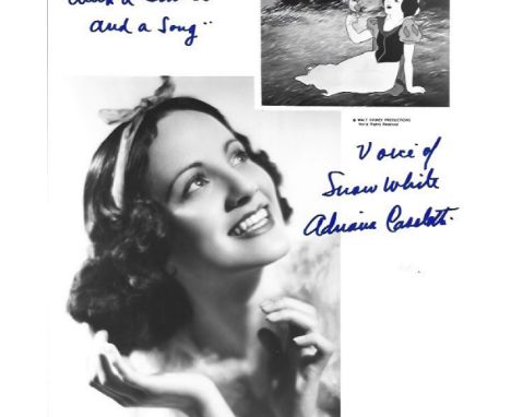 Adriana Caselotti signed Snow White 10x8 black and white promo photo inscribed With a Smile and a Song voice of Snow White Ad