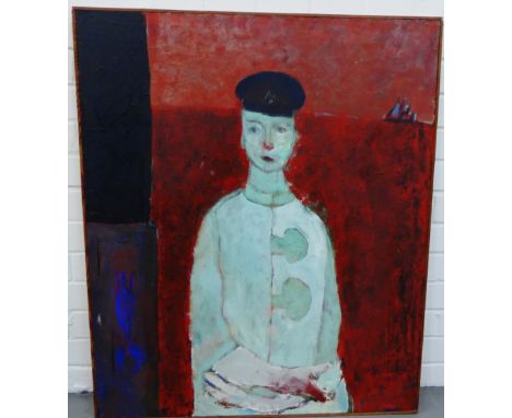 Angus Good  "Half length portrait of a Man in Black Hat" Oil-on-Canvas, framed and signed verso, 75 x 90cm 