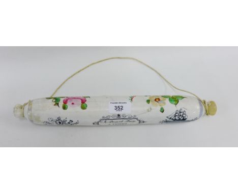 Present from a Friend "Peace and Plenty" pottery rolling pin, 36cm long