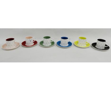 Susie Cooper bone china harlequin set of six coffee cans and saucers 