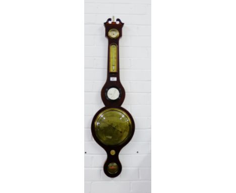 Della Torre of Perth, 19th century five dial banjo barometer in a mahogany and inlaid case, 100cm long