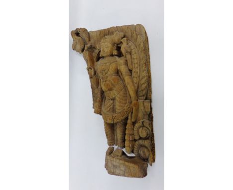 Thai carved figural wooden panel, 56cm long