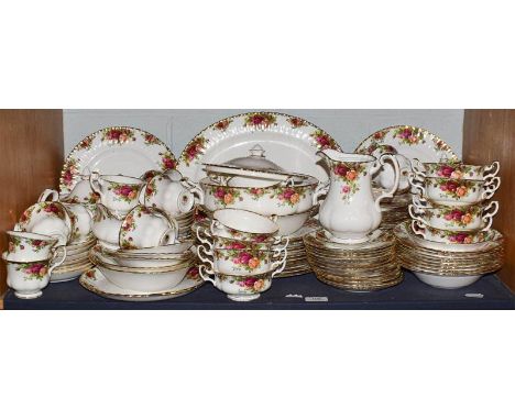 A large quantity of Royal Albert Old Country Roses tea and dinner wares (one shelf)