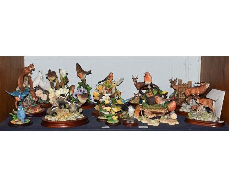 Border Fine Arts British bird and wildlife models including: 'In a Sunny Glade' (Roe Deer Doe and Two Fawn), model No. B0255,