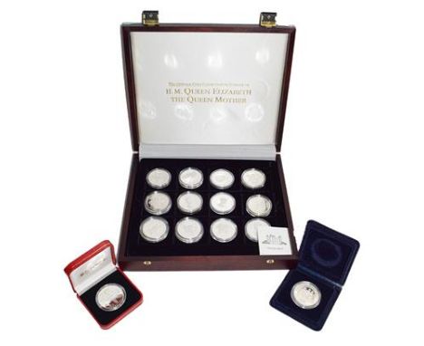 Commemorative coins including the coin collection in Honour of H M Queen Elizabeth the Queen Mother; together with two others