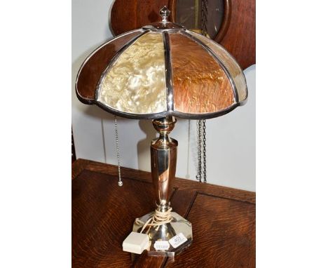 A George V silver based table lamp, twin branched and with pull switches, London, 1926, 48cm