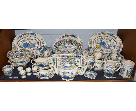 A Masons Regency pattern dinner and tea service, including tureens, serving dishes, teapots, etc (one shelf)