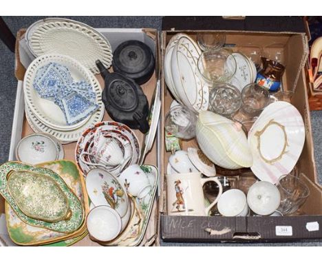A quantity of 18th century and later ceramics, to include: Wedgewood creamware shell form tureen cover and stand, other cream