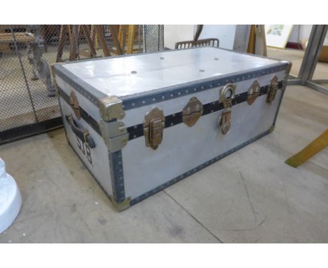An aluminium steamer trunk 