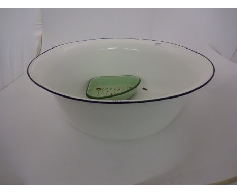 LARGE ENAMEL PAN (45CM DIAMETER) PLUS ONE OTHER PIECE