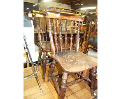 2 ELM STICK BACK KITCHEN CHAIRS