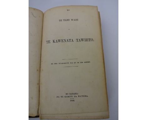 MAORI BIBLE 1848 TE KAWENATA TAWHITOA/F FIRST FEW PAGES LOOSE AND SPINE OF COVER MISSING. ALL PAGES GENERALLY VERY GOOD