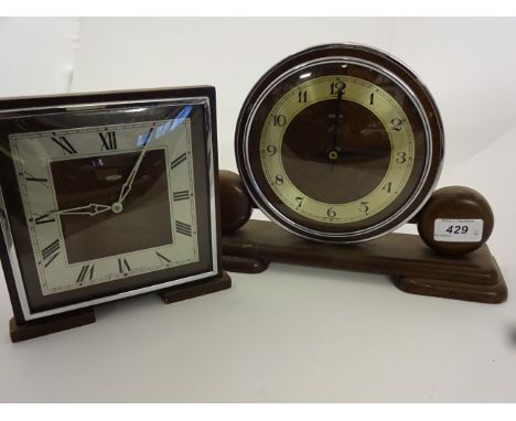 ART DECO METAMEC ELECTRIC MANTLE CLOCK CONVERTED TO BATTERY PLUS SQUARE FACED METAMEC ELECTRIC