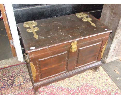 BRASS BANDED WOODEN TRUNK