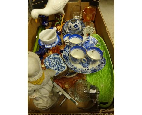 BOX OF CHINA AND GLASS TO INCLUDE SPODE