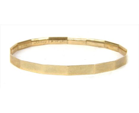 An Art Deco 9ct gold upper arm bangle, by Henry Griffith &amp; Sons, Chester 1925, internal diameter 830mm approximately, 19.