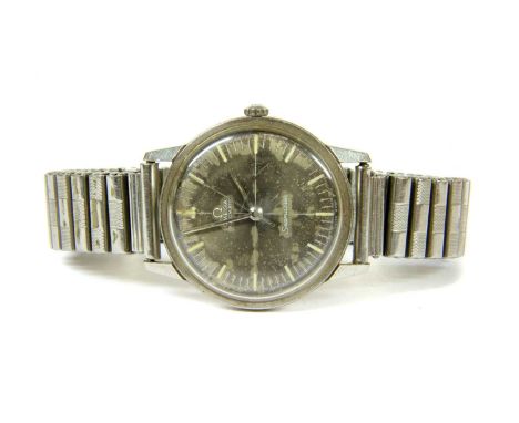 A gentlemen's stainless steel Omega 'Seamaster' automatic bracelet watch, c.1966, ref. 166.002. 36mm diameter with a grey dia