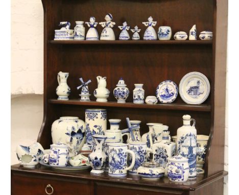A collection of Delftware to include vases, figures, ornaments etc.