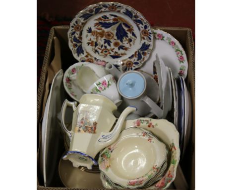 A good box of assorted ceramics including a Victorian china teaset, Poole pottery and Colclough etc.