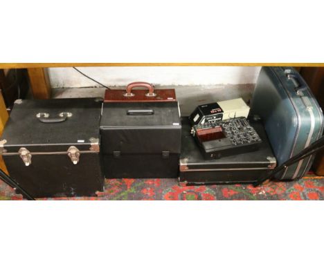 A collection of audio/visual equipment to include a Fostex X-18 multitracker recorder/mixer, an Altai in carry case, a Royale