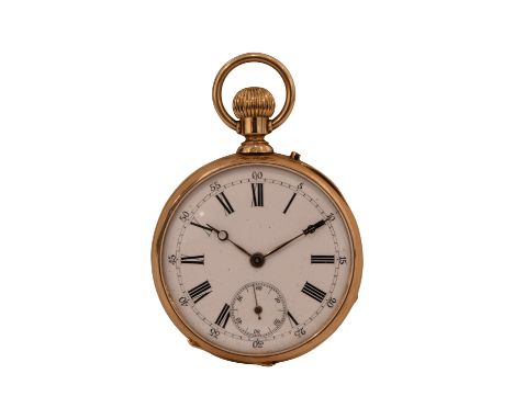 Taschenuhr Patent GG 585/fein emailzifferblatt kleine Sekunde Gesamtgewicht 80,6 g|Pocket watch patent yellow gold 585/fine e