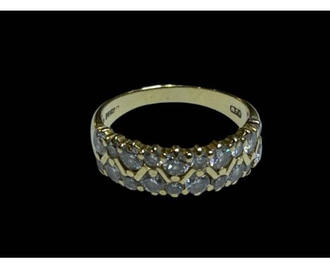 Diamond twenty stone 18 carat gold ring, size R/Q.
