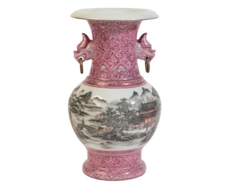 A CHINESE PORCELAIN BALUSTER VASEbearing a six character Xianfeng seal mark to the base, 20th century, the body decorated en 