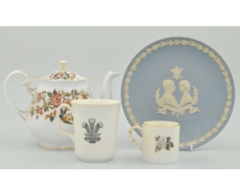 Set of six Royal Worcester coffee cans and saucers, a collection of Colclough dinnerware and other items various, (1 box).