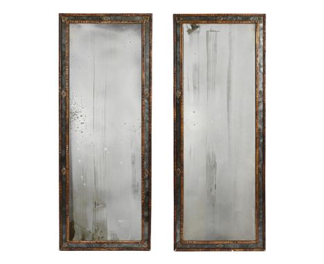 A PAIR OF WALL MIRRORS IN VENETIAN STYLE  LATE 20TH CENTURY 171cm high x 66cm wide  Condition Report:  The plates are distres