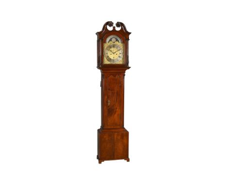 A GEORGE III SCOTTISH MAHOGANY LONGCASE CLOCK MOVEMENT, ANDREW LYON, PORT GLASGOW LATE 18TH CENTURYThe 12inch brass dial with