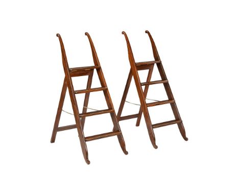 Y A PAIR OF INDIAN ROSEWOOD LIBRARY STEPS LATE 20TH CENTURYEach a flight of four steps119cm high when openProvenance:High Hal