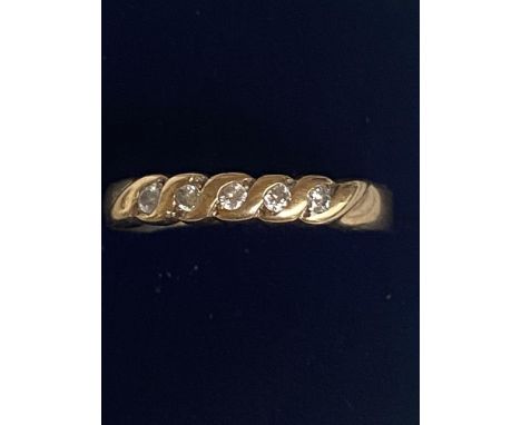 9ct Gold ring set with 5 diamonds Size K