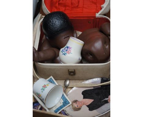 Mixed box to include Poole pottery, princess diana plate &amp; Armand Marseille doll