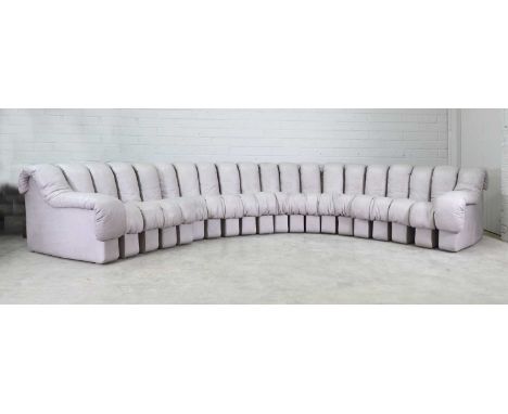 A De Sede DS-600 'Snake' sofa,in grey leather, in five sections, 440cm wide as shown 76cm high, seat 45cm highCondition Repor