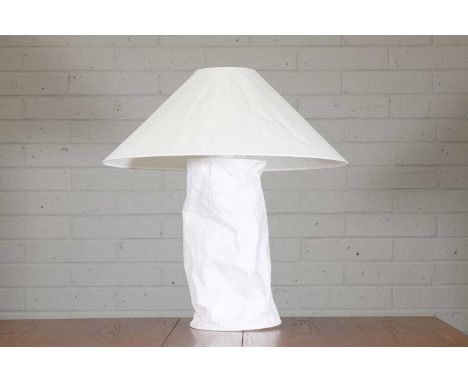 A 'Lampampe' paper table lamp,modern, designed by Ingo Maurer, the crumpled paper mounted on a wire frame, 76cm diameter78cm 