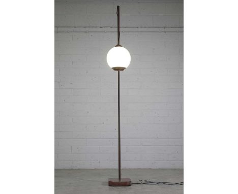 A 'Pallone Model LTE 10' floor lamp, designed by Luigi Caccia Dominioni in 1959 for Azucena, Italy, with a brass column, moun