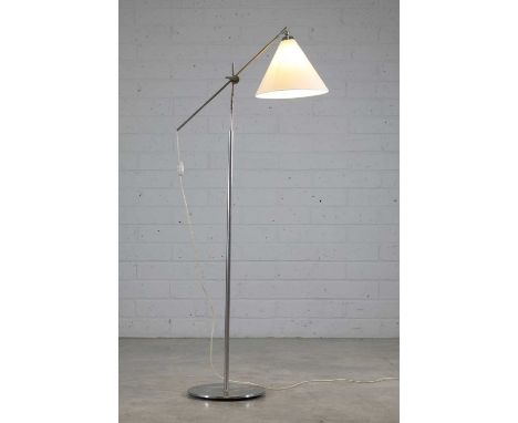 A Danish 'Model THV 376' floor lamp, designed by Thomas Valentiner for Poul Dinesen, a nickel-plated stand with an adjustable