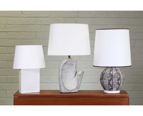 Two ceramic table lamps,modern, one by Maarten Stuer, the other in the manner of Primavera,48 and 53cm high together with a f