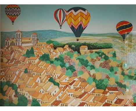 Francois (Fanch) Ledan (b.1949), a Limited Edition Colour Lithograph on Paper, 'Balloons sur Vezelay', signed lower right and