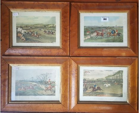 A Set of Four Hunting Prints after Turner, Alken, etc: 'Snob is beat', 'Vale of Aylesbury Steeplechase' (x2), 'To the Craners