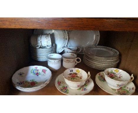 A Quantity of Heathcote Tea Wares along with a Pair of 19th Century Cups and Saucers.