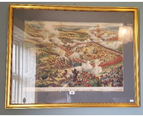 A Colour Lithograph 'Birds Eye View of the Battle Of Tamanieb', Sudan, on 13th March, 1884. Lettered with title, key to the b
