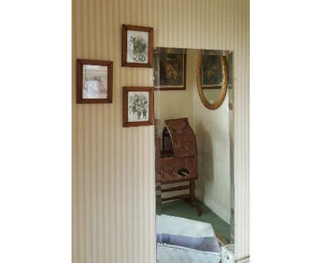 Three Miniature Coloured Prints Depicting Children Playing in the Streets, mounted in hardwood frames, 4" x 5.5", along with 