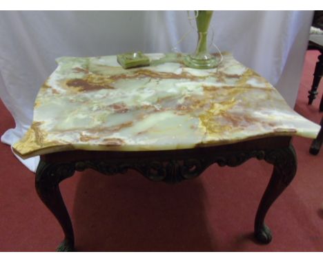 Onyx top coffee table and matching table lamp and ashtray